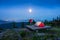 Camping Tent on top of a Mountain with Canadian Nature Landscape