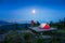 Camping Tent on top of a Mountain with Canadian Nature Landscape