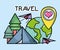 Camping tent world plane destination pin tourist vacation travel