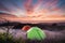 Camping Tents Looking Out Over Ocean In California