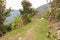 Camping tents meadow mountains jungle view, El Choro trek, Bolivia