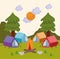 camping tents scene