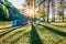 Camping tents under pine trees with sunlight at Pang Ung lake, Mae Hong Son in THAILAND