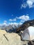 Camping on the top of Barrhorn above most of the glaciers like Brunegg glacier and Weisshorn in Swiss Alps, Wallis, Switzerland