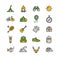 Camping Tourism Hiking Icon Set. Vector