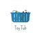 Camping toys tub flat icon. Toys bag isolated color pictogram.