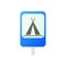 Camping traffic sign icon, cartoon style