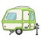 Camping trailer icon, holiday home for travel