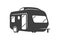 Camping trailer mobility camper caravan summer travel road trip isometric vintage icon vector