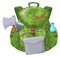 Camping travel backpack. Cartoon hiking trip equipment