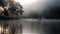 Camping and travel  Beatiful nature panorama view of Pang Ung lake in the mist at sunrise