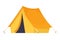 Camping travel tent equipment in cartoon style isolated on white background. Adventure and activity, outdoor portable