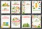 Camping trip cards set. Hiking template of flyear, magazines, posters, book cover, banners. Trave tourl infographic