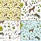 Camping trip seamless pattern set. accessories and base camp. hike outdoor adventure elements. tourism, engraved hand