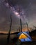 Camping under the clear milky way