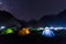 camping under milkyway with twinkling stars in the background