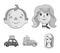 Camping, woman, boy, bag .Family holiday set collection icons in monochrome style vector symbol stock illustration web.