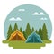 Camping zone with tent scene