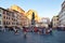 Campo dei Fiori at sunset with the monument to Giordano Bruno in central Rome