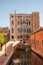 Campo San Boldo is one of the most curious places because you can see the characteristic bell tower hub, Venice, Italy.