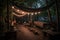 campsite with cozy hammock and lanterns for a peaceful night's sleep