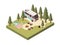 Campsite In Forest Isometric Design