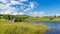 Campsite on the river in summer day