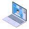 Campus laptop call icon, isometric style