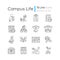 Campus life pixel perfect linear icons set