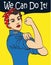 We Can Do It. Cool vector iconic woman\'s fist symbol of female power and industry. cartoon woman with can do attitude