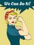 We Can Do It. Iconic woman\'s fist symbol of female power and industry. cartoon woman with can do attitude