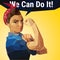 We Can Do It. Woman\'s symbol of female power and industry made with polygons