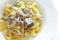 Can food, pacific saury and Fettuccine pasta