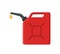 Can of fuel. Canister with gasoline. Red jerrycan with fuel. Icon of jerry for diesel and petrol. Plastic bottle for car. Flat