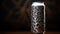 A can of a metal container with intricate designs on it, AI