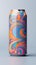 A can of soda with colorful swirls on it