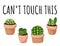 Can`t touch this banner. Set of hygge potted succulent plants postcard. Cozy lagom scandinavian style collection of plants