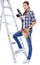 She can take care of any repair. Side view of an attractive young handy woman standing on a ladder and holding a drill.