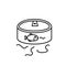 Can with worms fishing rig in engraving style. Logo for fishing or fishing shop on white
