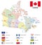 Canada administrative and political vector map with flags