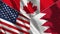 Canada and Bahrain and USA Realistic Three Flags Together