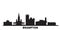 Canada, Brampton city skyline isolated vector illustration. Canada, Brampton travel black cityscape