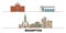 Canada, Brampton flat landmarks vector illustration. Canada, Brampton line city with famous travel sights, skyline