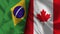 Canada and Brazil Realistic Flag â€“ Fabric Texture Illustration