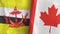 Canada and Brunei two flags textile cloth 3D rendering