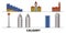 Canada, Calgary flat landmarks vector illustration. Canada, Calgary line city with famous travel sights, skyline, design