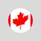 Canada circle flag icon. Waving Canadian symbol with maple leaf. Vector illustration.