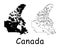 Canada Country Map. Black silhouette and outline isolated on white background. EPS Vector