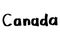 Canada - country name simple lettering. Black ink word drawing. Doodle lettering about touristic places. Travelling design element