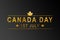 Canada day 1st July modern sign, cover, banner, design concept with golden text and Canadian maple leaf on a black background.